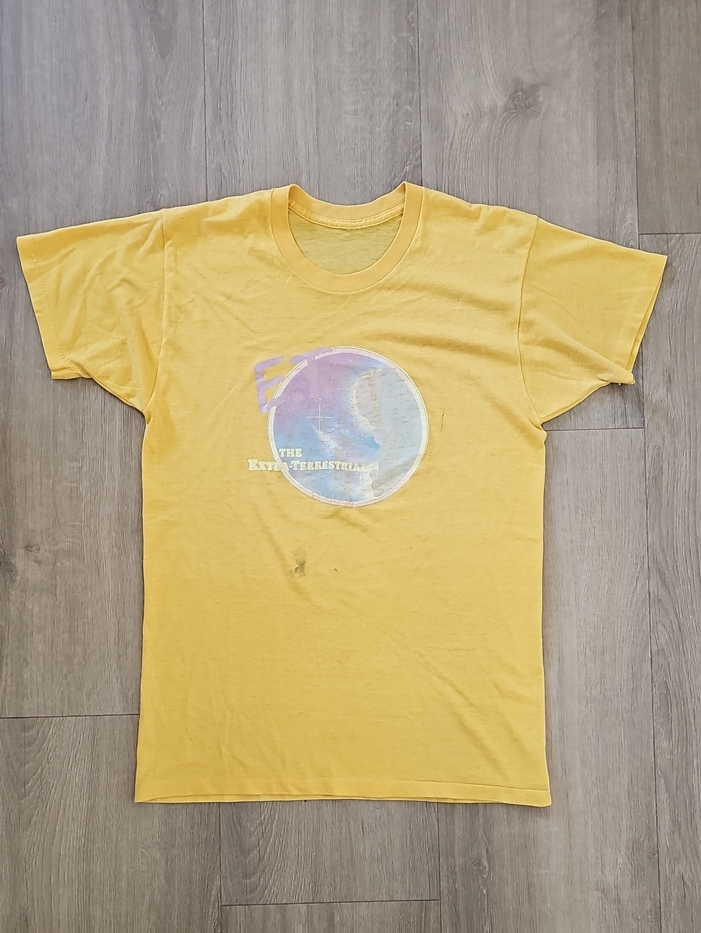 Vintage Single Stitch E.T. Yellow Graphic Crewneck T‑Shirt Size Medium 1982